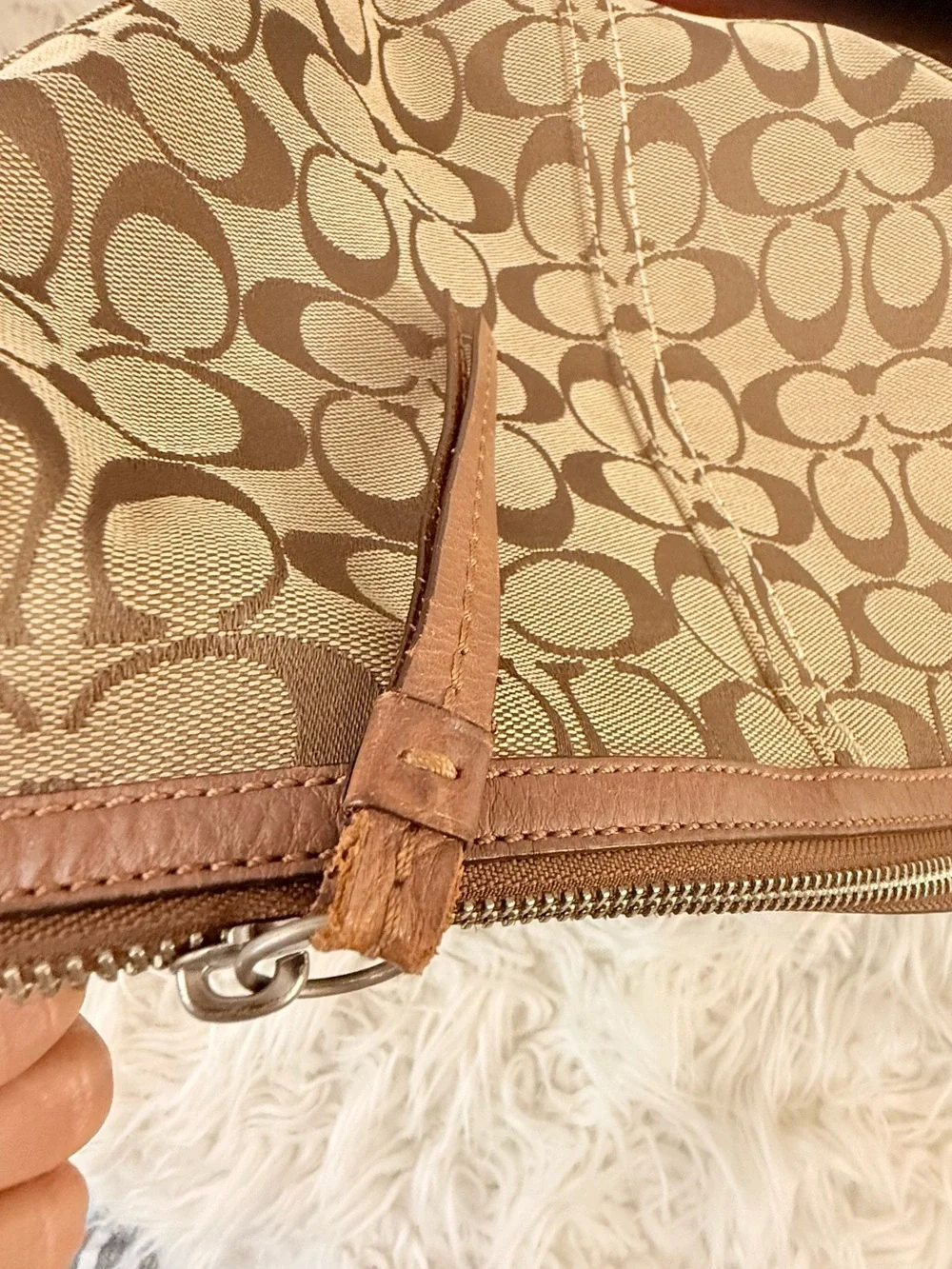Coach Signature Canvas Hobo Bag in Beige and Brown - Picture 9 of 9